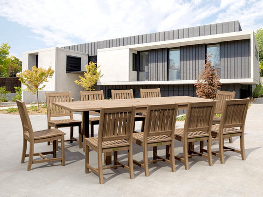 11 - Piece Teak Outdoor Dining Set - Bahama (Table) & Rialto (Chairs) - Teak HQ™