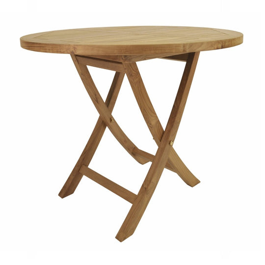 2 - Person Folding Teak Dining Table (35" Round) - Bahama - Teak HQ™