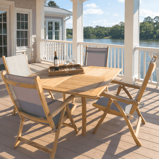 4 - Chair Teak Dining Set - Dolphin (Table) & Florida (Chairs) - Teak HQ™