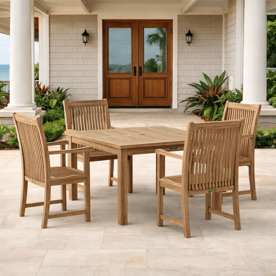 5 - Piece Teak Patio Dining Set - Windsor (Table) & Chicago (Chairs) - Teak HQ™