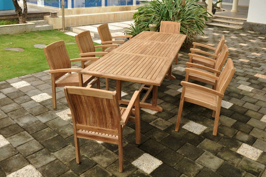8 - Seat Teak Dining Set - Bahama (Table) & Sahara (Chairs) - Teak HQ™