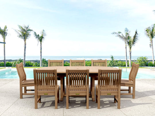 9 - Piece Outdoor Teak Dining Set - Bahama (Table) & Sahara (Chairs) - Teak HQ™