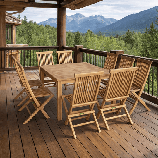 9 - Piece Teak Patio Dining Set - Windsor (Table) & Classic (Chairs) - Teak HQ™