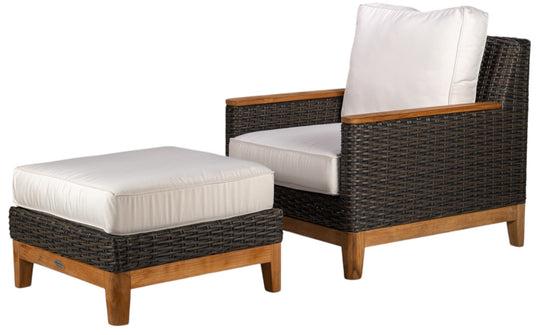 Teak and Wicker Ottoman - Boca