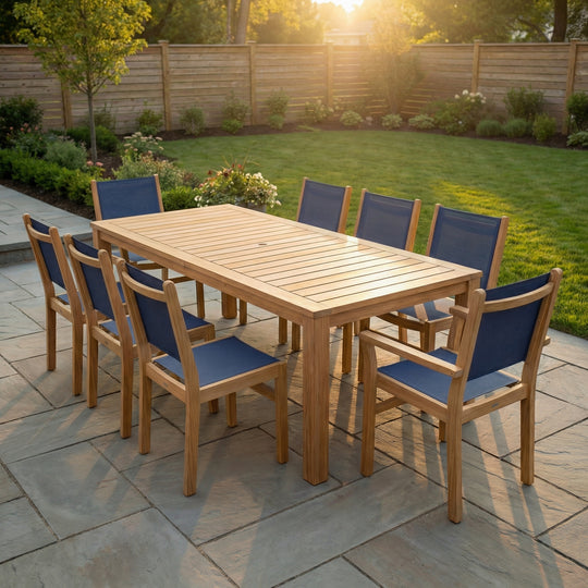 Teak Wood Outdoor Dining Set - Comfort (Table) & Captiva (8 Chairs)