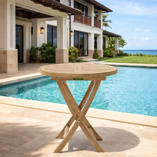 Foldable Teak Dining Table (27.5" Round) - Bahama
