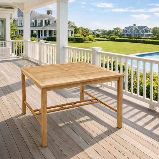 Large Square Teak Bar Table (59" Square) - Windsor