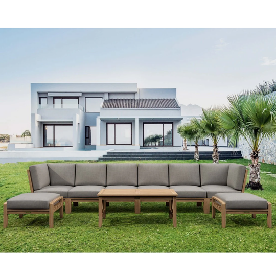Indonesian Teak Garden Furniture - Natsepa 9-Piece Sectional Set
