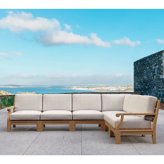 Contemporary Teak Outdoor Furniture - Riviera 6-Piece Sectional Set