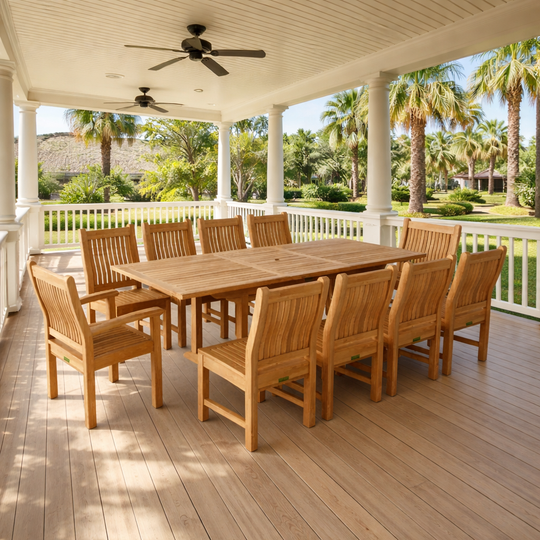 Teak Outdoor Dining Set for 10 - Bahama (Table) & Sahara (Chairs)
