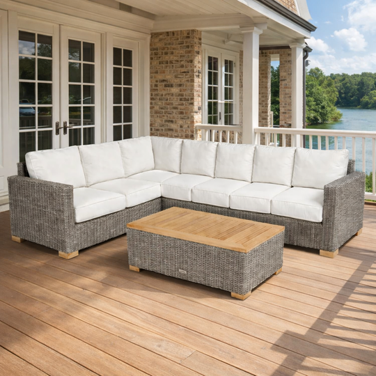 Teak Sectional Patio Furniture - Sanibel 6-Piece Modular Set