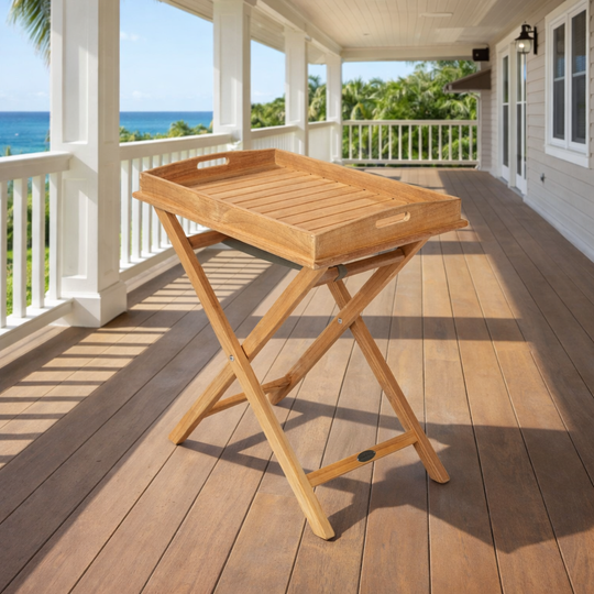 Teak Wood Serving Tray & Stand - Royal Teak