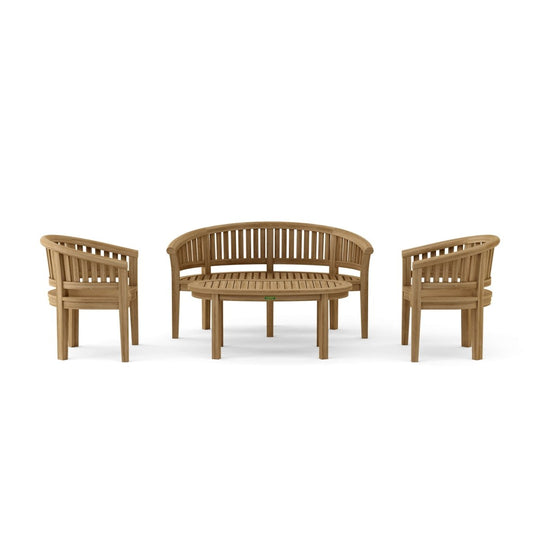 Contemporary Outdoor Teak Furniture - Curve 4 - Piece Set - Teak HQ™