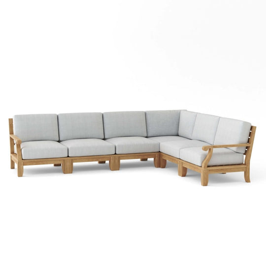 Contemporary Teak Outdoor Furniture - Riviera 6 - Piece Sectional Set - Teak HQ™