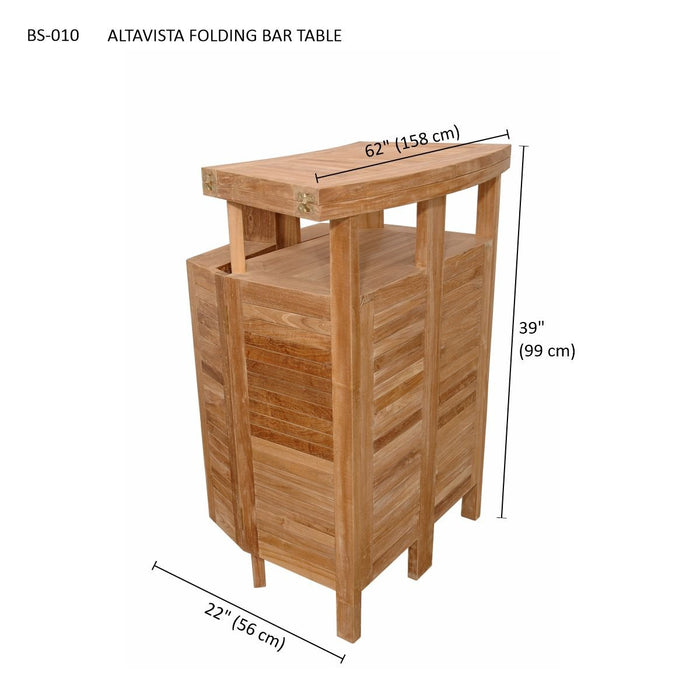 Folding Teak Bar Table (62" Long Rectangle) - Altavista - Teak HQ™