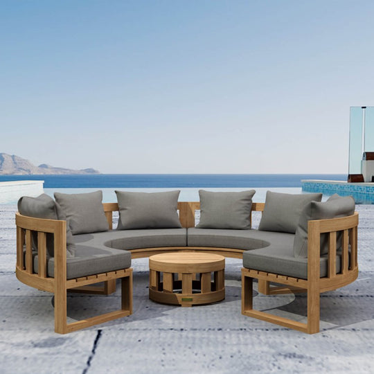 High - End Teak Furniture - Arena 5 - Piece Sectional Set - Teak HQ™