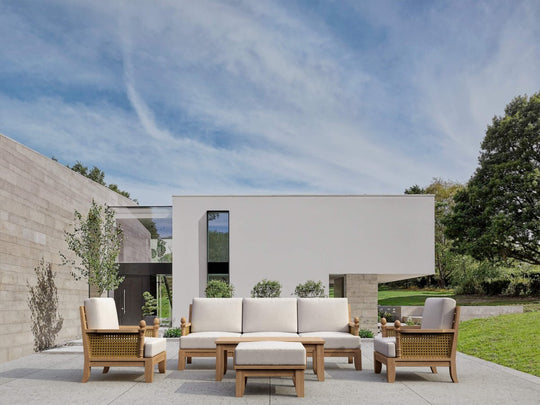 High - Quality Teak Garden Furniture - Luxe 7 - Piece Sectional Set - Teak HQ™