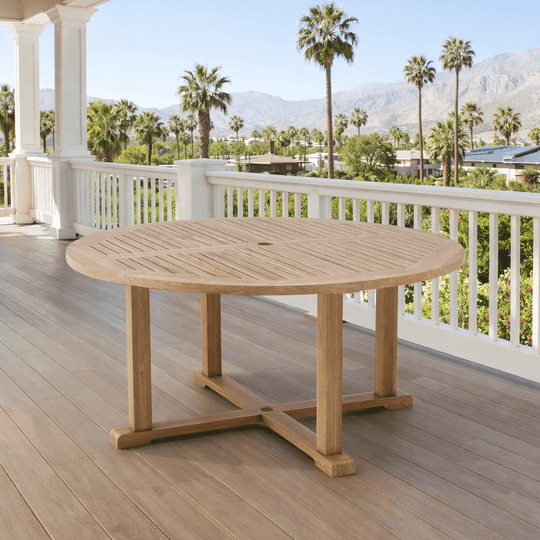 Large Round Teak Outdoor Dining Table (59" Diameter) - Tosca - Teak HQ™
