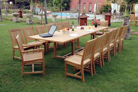Large Teak Dining Set - Valencia (Table) & Rialto (14 Chairs) - Teak HQ™