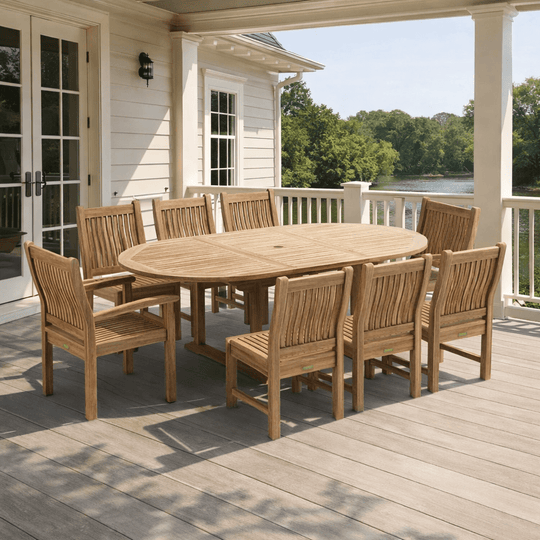 Modern Teak Outdoor Dining Set - Bahama (Table) & Sahara (8 Chairs) - Teak HQ™