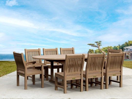 Modern Teak Outdoor Dining Set - Bahama (Table) & Sahara (8 Chairs) - Teak HQ™