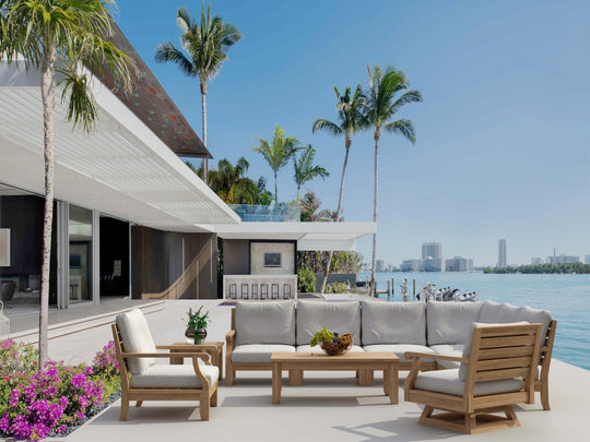 Modular Teak Outdoor Furniture - Riviera 10 - Piece Sectional Set - Teak HQ™