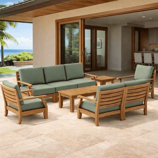 Natural Teak Outdoor Furniture - Riviera 10 - Piece Modular Set - Teak HQ™