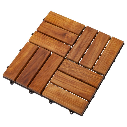 Oiled Teak Interlocking Tiles (10 Sq Ft) - Terracea - Teak HQ™