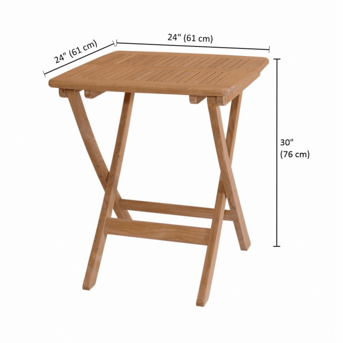 Outdoor Folding Teak Table (24" Square) - Windsor - Teak HQ™