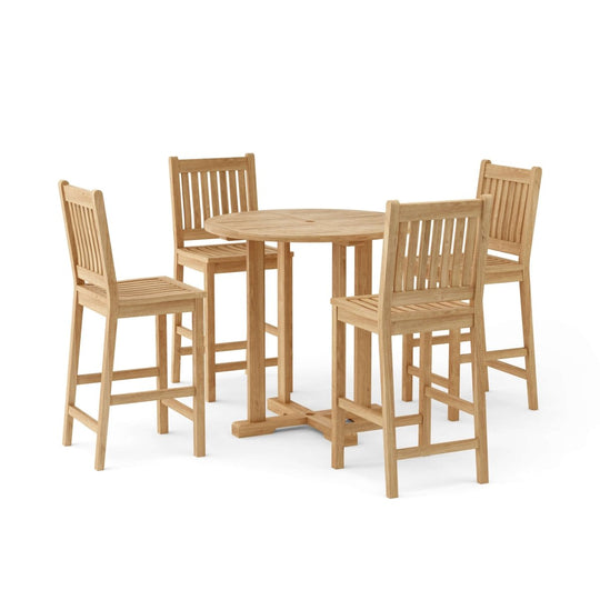Outdoor Teak Bar Set - Bahama (Table) & Avalon (4 Chairs) - Teak HQ™