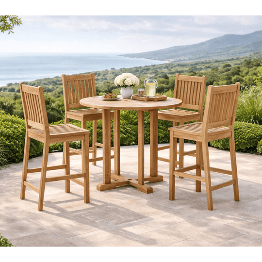 Outdoor Teak Bar Set - Bahama (Table) & Avalon (4 Chairs) - Teak HQ™