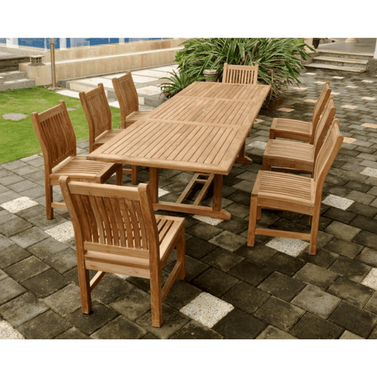 Outdoor Teak Dining Set for 8 - Bahama (Table) & Sahara (Chairs) - Teak HQ™