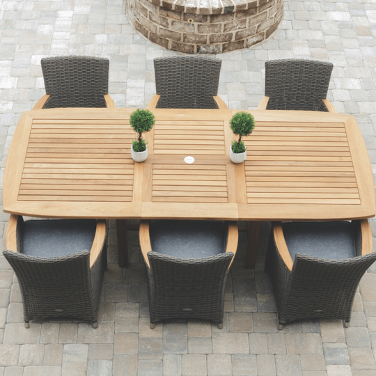 Outdoor Teak Dining Table Set - Family (Table) & Helena (6 Chairs) - Teak HQ™