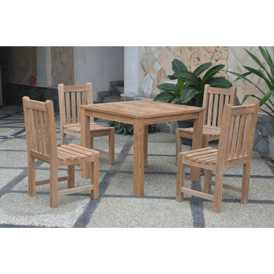 Outdoor Teak Wood Dining Table and Chairs - Bahama (Table) & Classic (4 Chairs) - Teak HQ™
