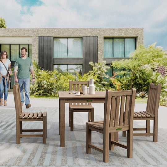 Outdoor Teak Wood Dining Table and Chairs - Bahama (Table) & Classic (4 Chairs) - Teak HQ™