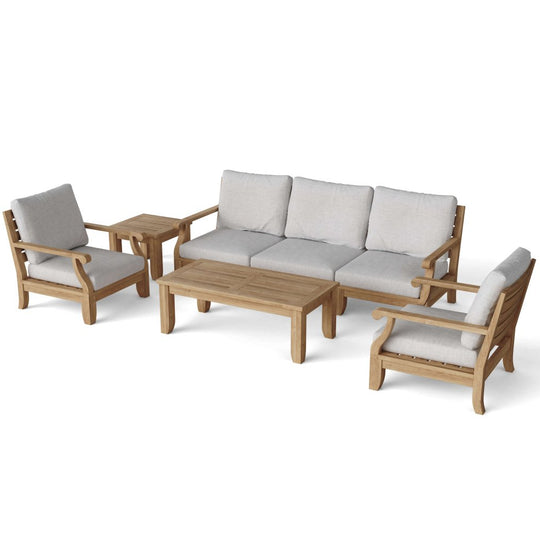 Real Teak Outdoor Furniture - Riviera 7 - Piece Sectional Set - Teak HQ™