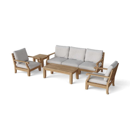 Real Teak Outdoor Furniture - Riviera 7 - Piece Sectional Set - Teak HQ™
