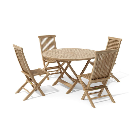 Round Teak Dining Set - Bahama (Table) & Classic (4 Chairs) - Teak HQ™