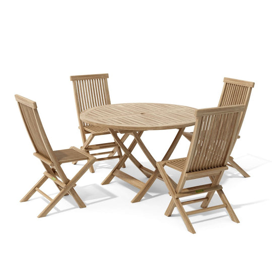 Round Teak Dining Set - Bahama (Table) & Classic (4 Chairs) - Teak HQ™