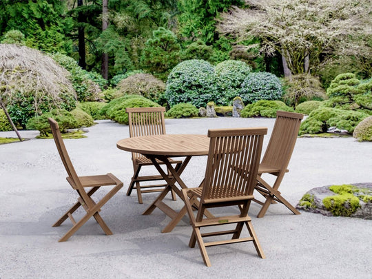 Round Teak Dining Set - Bahama (Table) & Classic (4 Chairs) - Teak HQ™