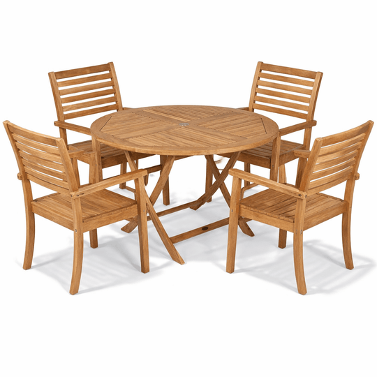 Round Teak Outdoor Dining Set - Sailor (Table) & Avant (4 Chairs) - Teak HQ™
