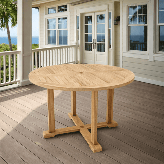 Round Teak Wood Dining Table (47" Diameter) - Tosca - Teak HQ™