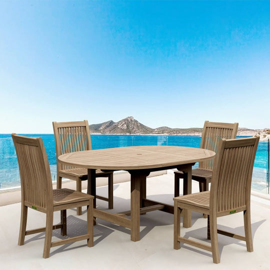 Solid Teak Dining Set - Bahama (Table) & Chicago (4 Chairs) - Teak HQ™