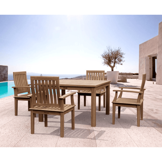 Solid Teak Dining Table and Chairs - Windsor (Table) & Brianna (4 Chairs) - Teak HQ™