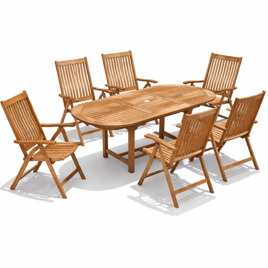 Solid Teak Patio Set - Family (Table) & Estate (6 Chairs) - Teak HQ™