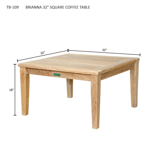 Square Teak Coffee Table (32" Square) - Brianna - Teak HQ™