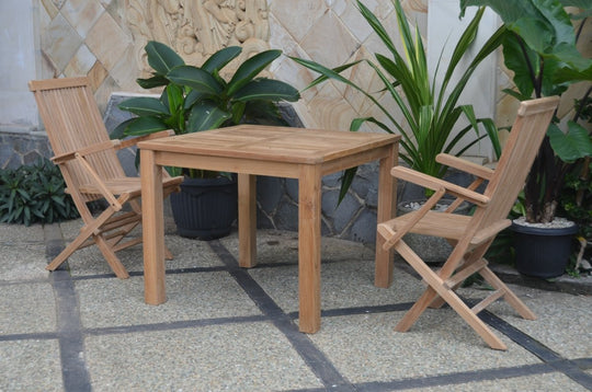 Square Teak Table / Chairs - Bahama (Table) & Classic (2 Chairs) - Teak HQ™