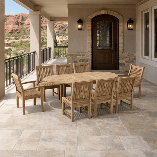 Teak 9 - Piece Dining Set - Bahama (Table) & Sahara (Chairs) - Teak HQ™