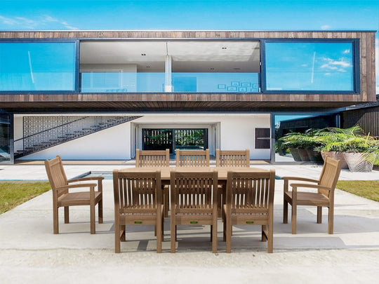 Teak 9 - Piece Dining Set - Bahama (Table) & Sahara (Chairs) - Teak HQ™