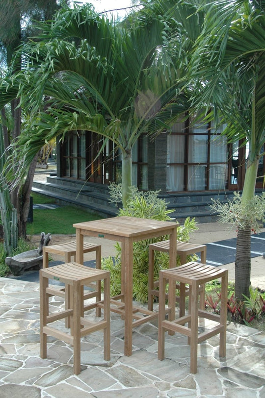 Teak Bar Table and Chairs - Avalon (Table) & Montego (4 Bar Stools) - Teak HQ™